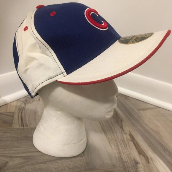 59FIFTY Chicago Cubs Two Tone White Blue C Patch Wool Baseball Hat Cap 7 3/8 NEW - Picture 4 of 13